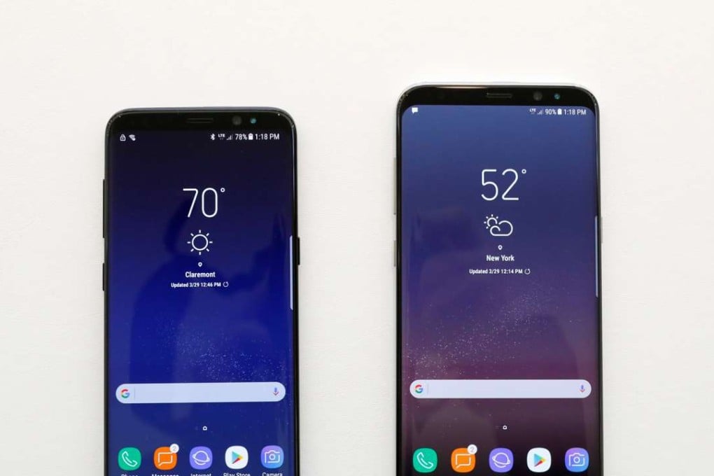 Samsung Galaxy S8 and S8+ smartphones are displayed during the Samsung Unpacked event in New York City, United States March 29, 2017. REUTERS/Brendan McDermid