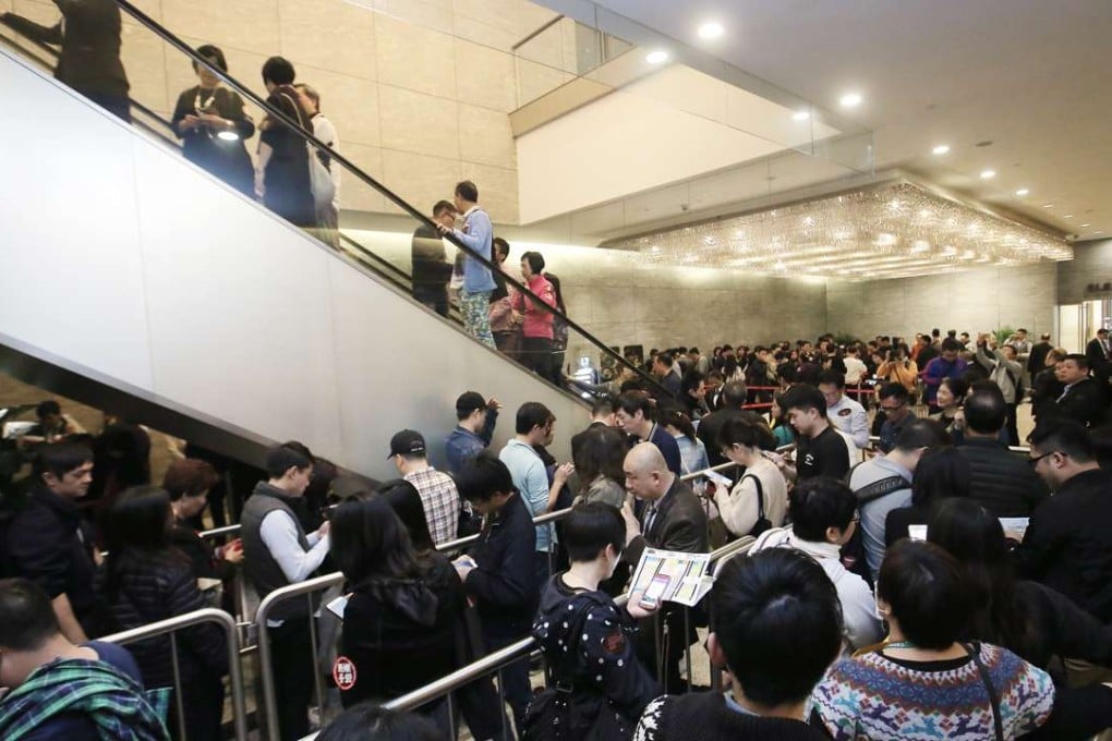 Potential buyers visit sales office of Cullinan West development at International Commerce Centre in West Kowloon. Photo: SCMP Pictures