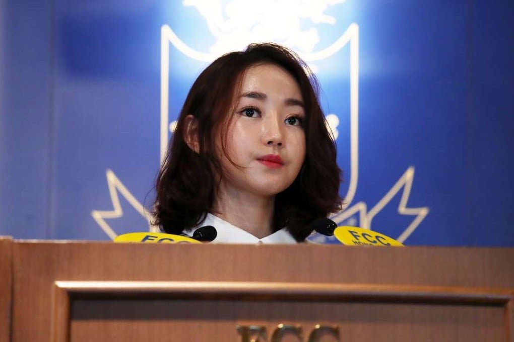 Park Yeon-mi speaks to the Foreign Correspondents’ Club in Hong Kong. Photo: Nora Tam