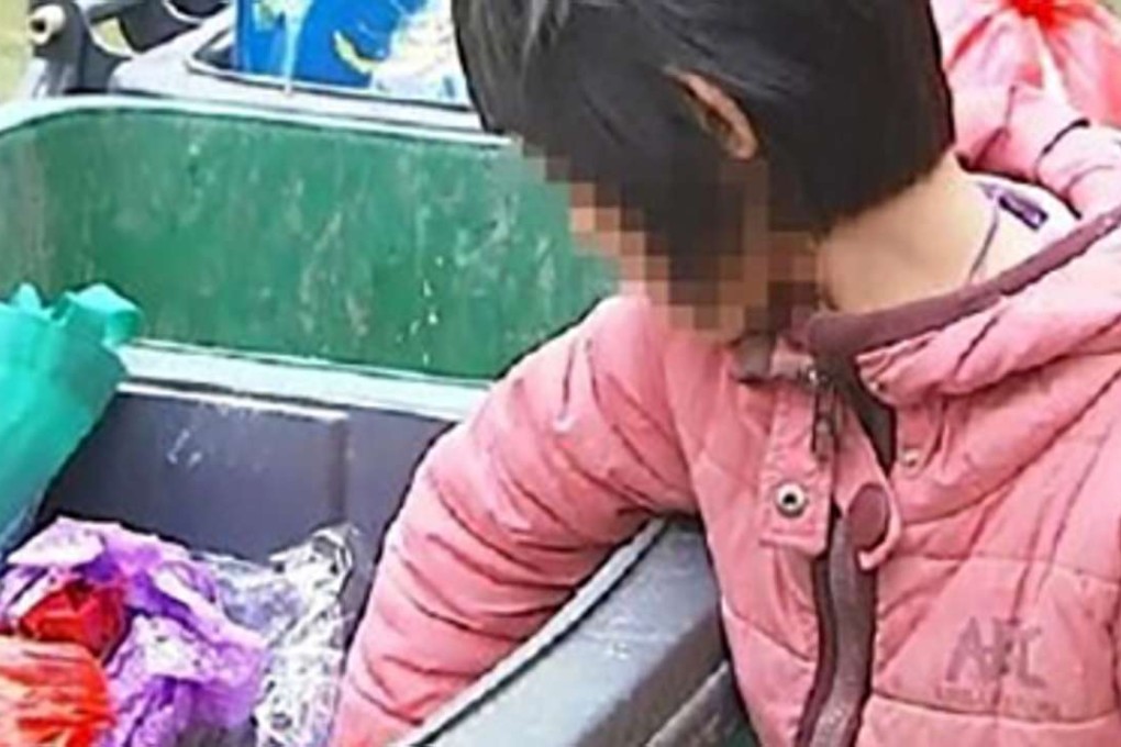 The girl started collecting rubbish before dawn, the report said. Photo: Handout