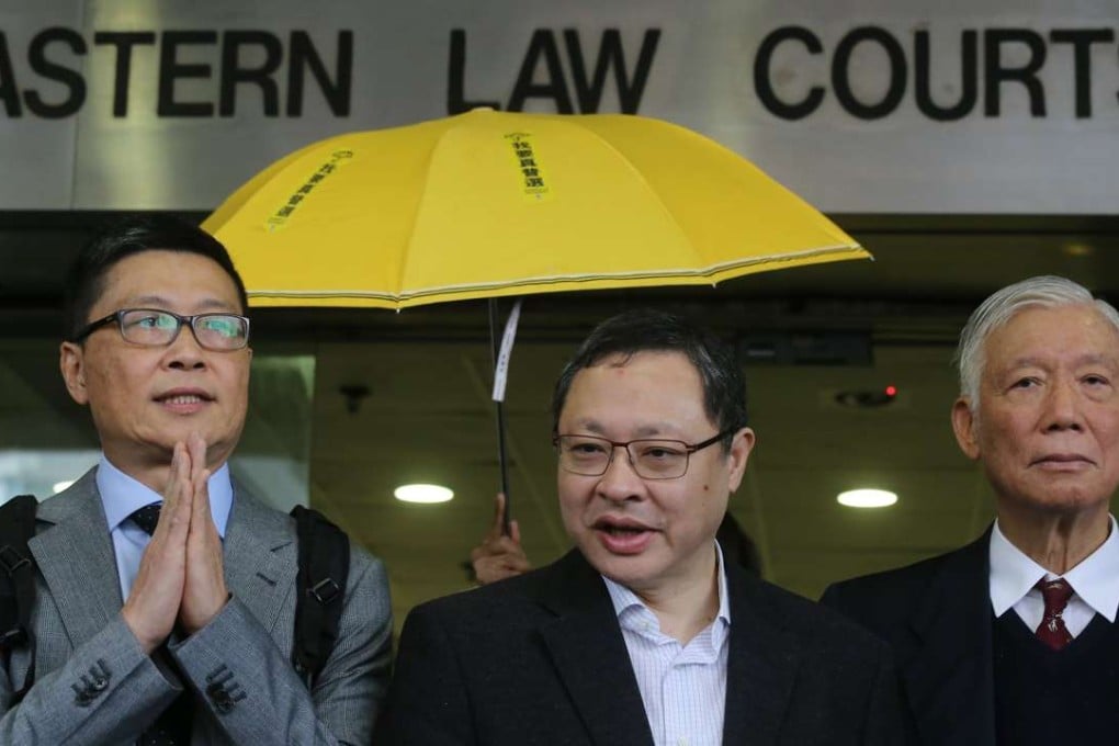 (From left) Occupy founding trio Chan Kin-man, Benny Tai Yiu-ting and Chu Yiu-ming attend court. Photo: Dickson Lee