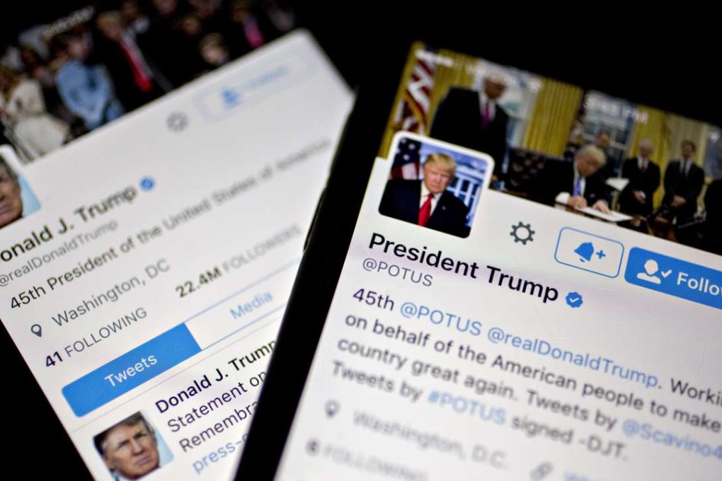 The Twitter accounts of US President Donald Trump, @POTUS and @realDoanldTrump, are having their contents preserved for posterity. Photo: Bloomberg
