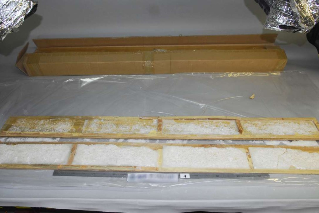 Planks of wood at a warehouse in the Victorian state suburb of Nunawading, east of Melbourne, where crystal methamphetamine was hidden in 70 boxes of floorboards shipped from China. Photo: AFP