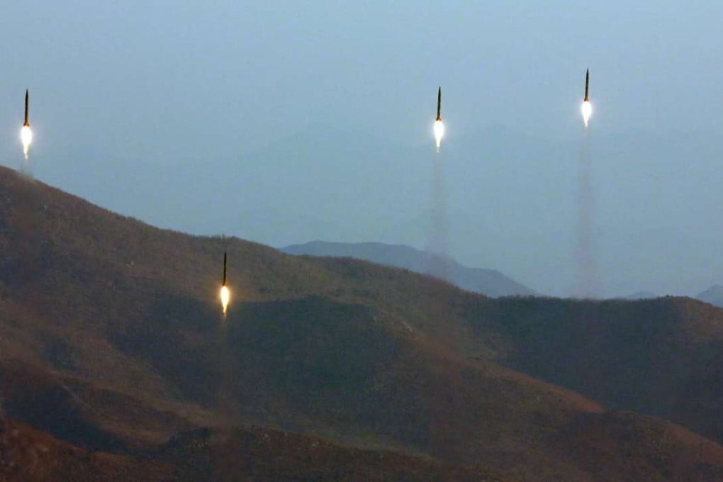 A missile test by North Korea. The growing nuclear threat from Pyongyang will be a priority for Trump when he meets Xi in Florida. Photo: EPA