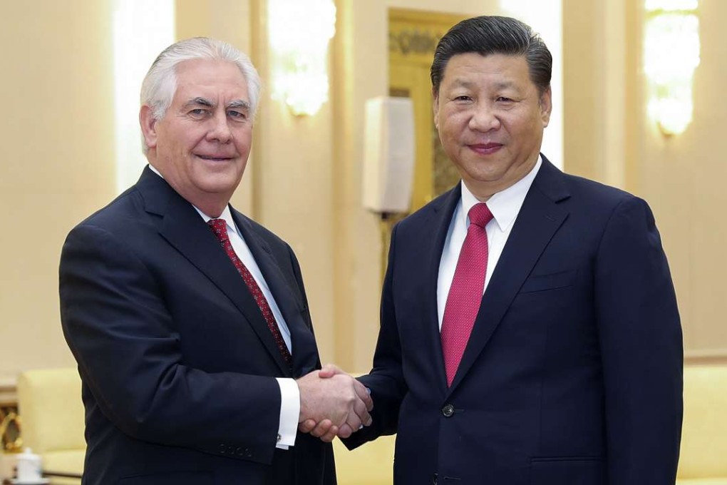 US State of Secretary Rex Tillerson (L) shakes hands with China's President Xi Jinping at the Great Hall of the People in Beijing, China Sunday, March 19, 2017. Photo: AP