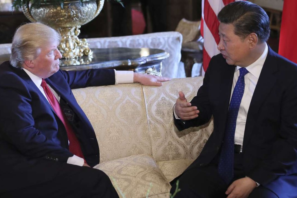 U.S. President Donald Trump meets Chinese President Xi Jinping at Mar-a-Lago resort in Palm Beach, Florida, U.S., April 6, 2017. Photo: Xinhua