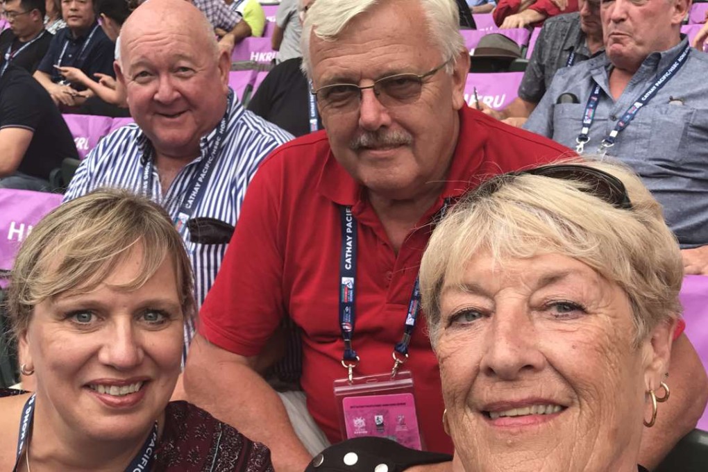 Brian Whittingham (top left), Peter Burbidge-King, Sue Van Wyk and Christine Burbidge-King at the 2017 Cathay Pacific/Hong Kong sevens . This year with the right tickets in the right week. Photos: Handout