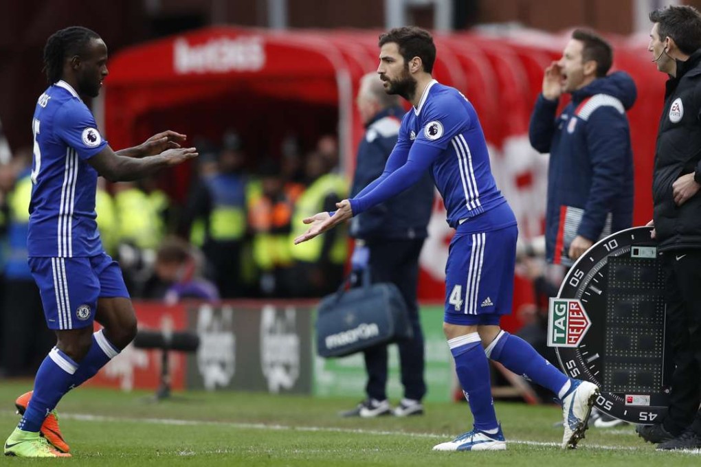 Chelsea's Cesc Fabregas comes on as a substitute to replace Victor Moses. Photo: Reuters