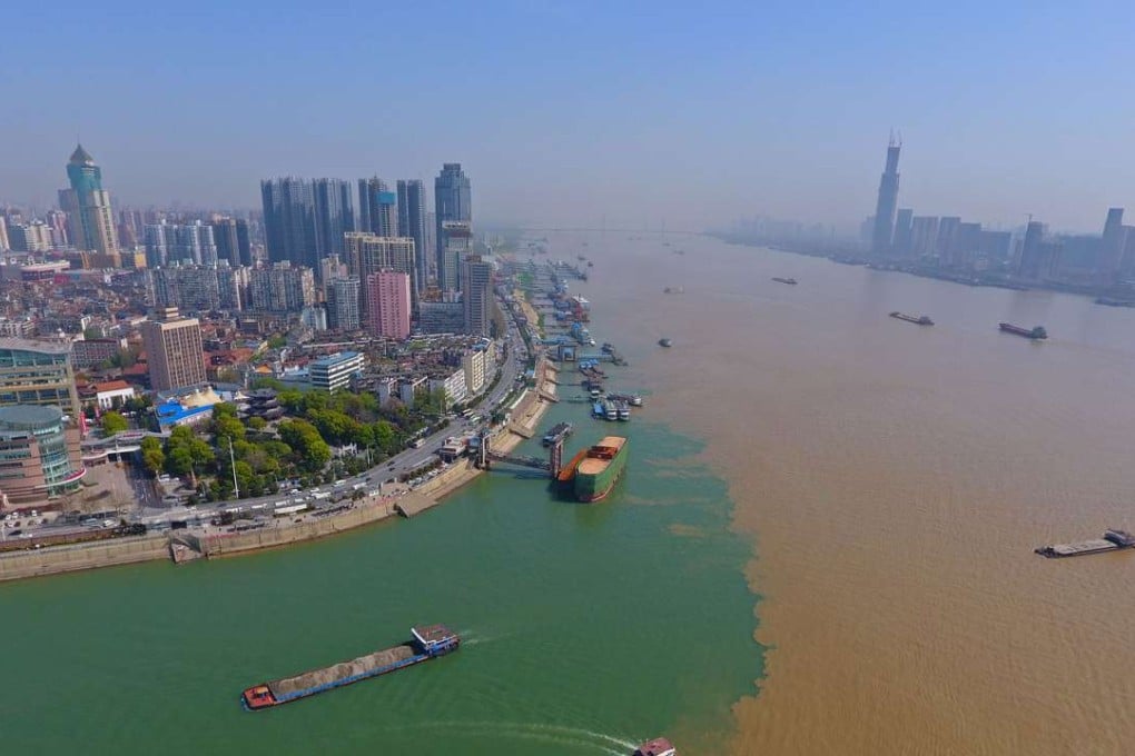 An aerial view of Wuhan showing the Hanjiang River (L) and the Yangtze River (R) converging. Photo: Xinhua