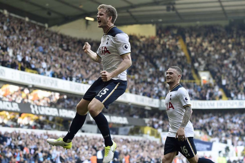 Spurs' Eric Dier celebrates his goal during his team’s crushing 4-0 win over Watford. Photo: EPA