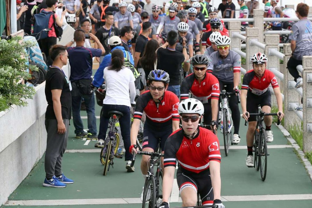 More than 200 cyclists are taking part in a 10km cyclothon (not a race, just a cycling eventin Tai Po. Photo: Edward Wong