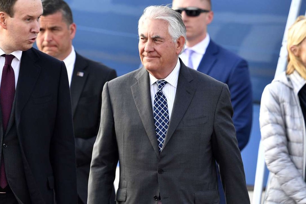 US Secretary of State Rex Tillerson walks upon his arrival at the Vnukovo II Government airport in Moscow. Photo: AFP