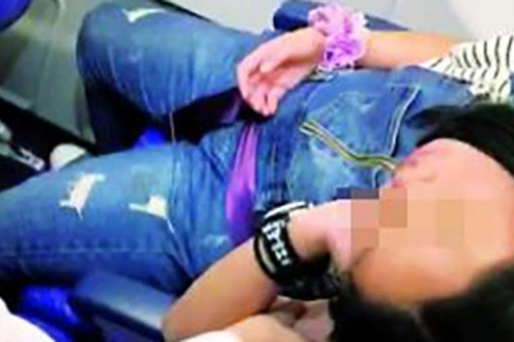 The girl found asleep on the aircraft. Photo: Handout