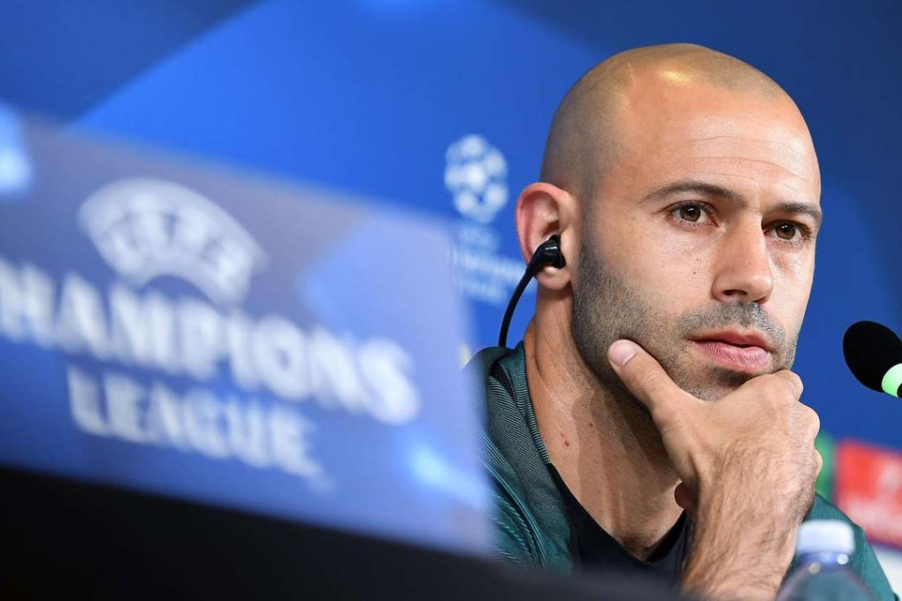 Barcelona’s Argentinian defender Javier Mascherano attends a media conference ahead of the Uefa Champions League quarter-final, first-leg tie with Juventus. Photo: EPA