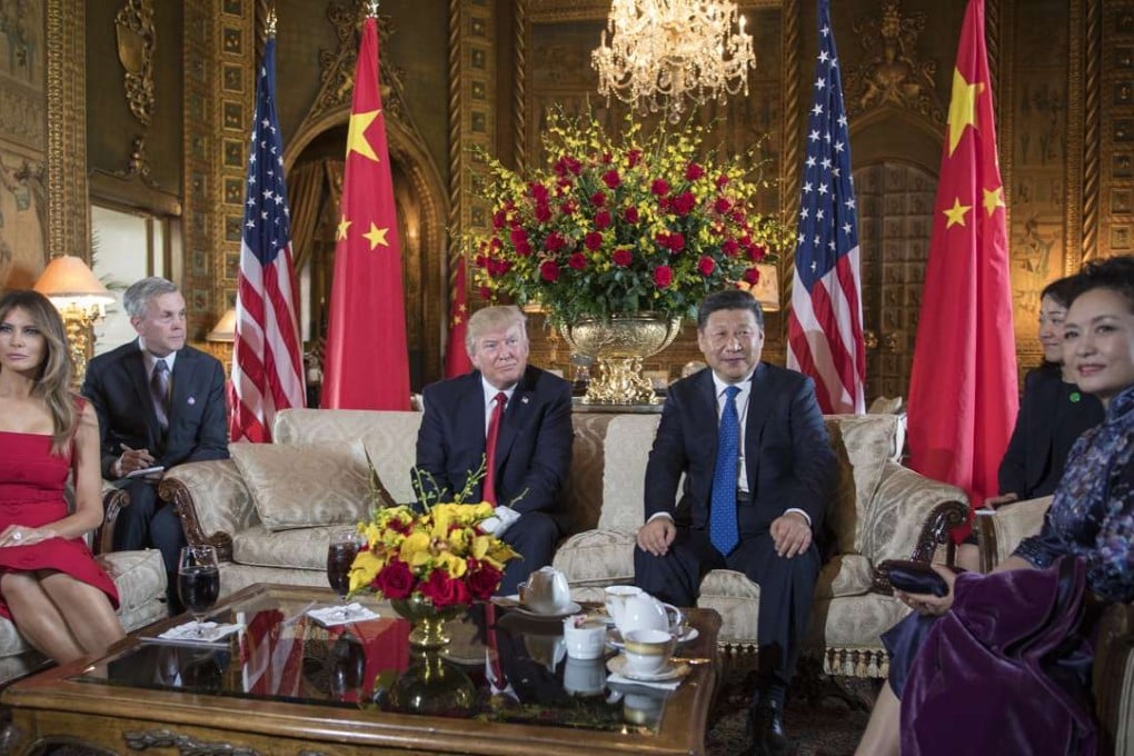 US President Donald Trump, Chinese President Xi Jinping and their wives Melania and Peng Liyuan at the Mar-a-Lago estate in West Palm Beach, Florida. Photo: AFP