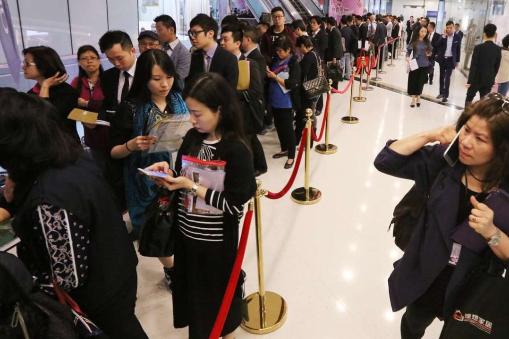 Potential buyers visit sales office of Harbour Glory in Hung hom. Photo: Felix Wong