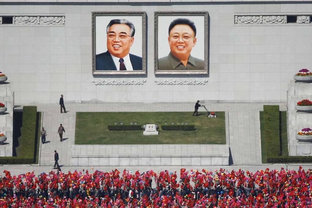People practise for a parade in Kim Il-Sung Square in central Pyongyang on Wednesday. Photo: Reuters