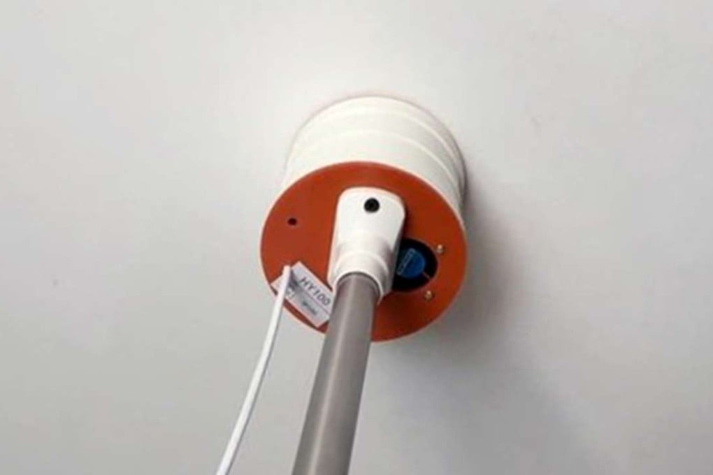 The top of the gadget sits flush against the ceiling, delivering a range of annoying vibrations to noisy neighbours. Photo: Handout