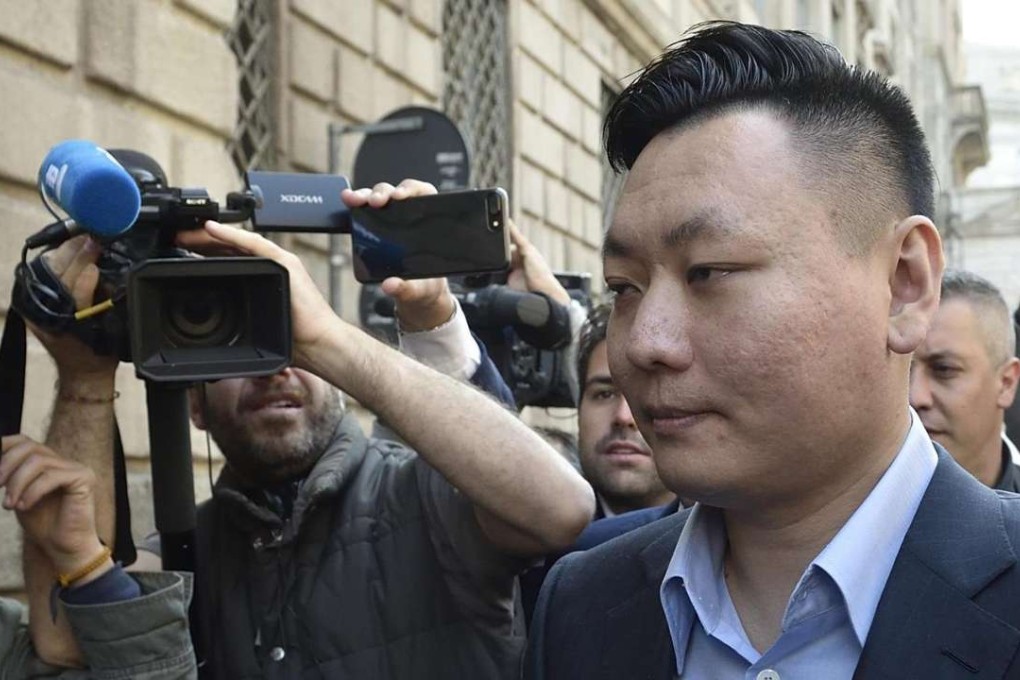 David Han Li, likely to become the future president of AC Milan, arrives for the transfer of ownership of the club from the Fininvest company of former Italian prime minister Silvio Berlusconi to Rossoneri Sport Investment Lux, led by China's Li Yonghong. Photo: EPA