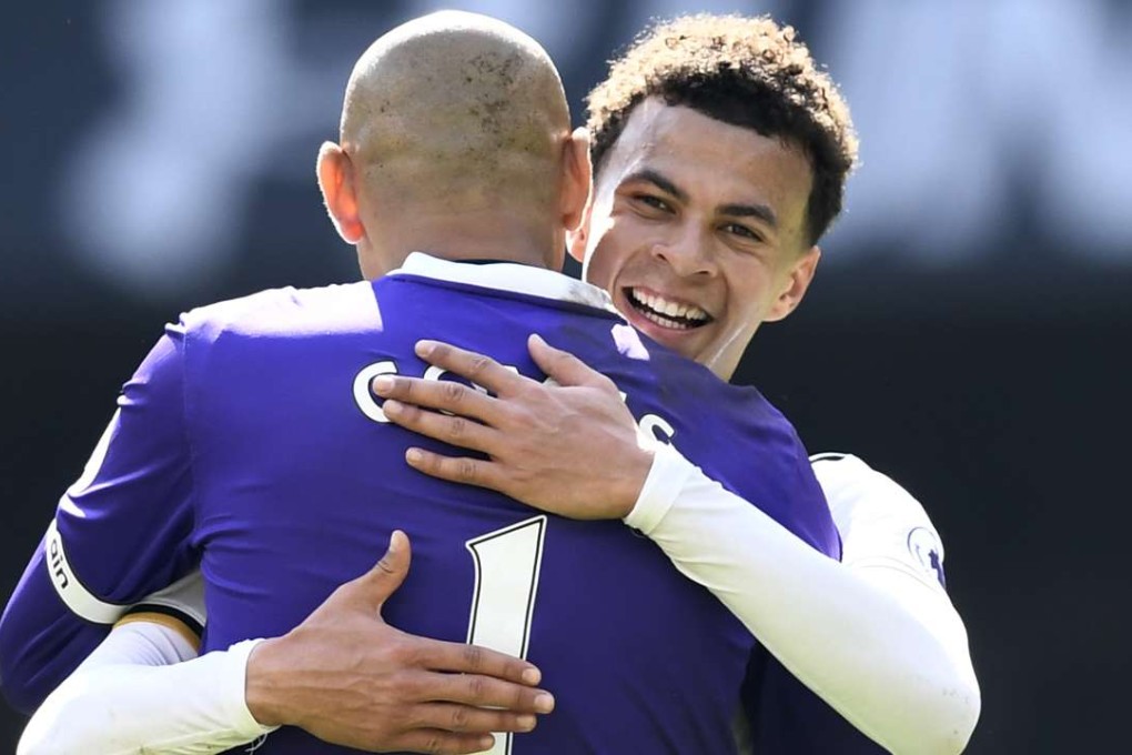 Tottenham Hotspurs’ Dele Alli and Watford’s Heurelho Gomes. Photo: Reuters