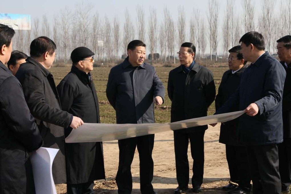 President Xi Jinping inspects the Xiongan New Area scheme in Anxin county in Hebei province on February 23. Photo: Xinhua