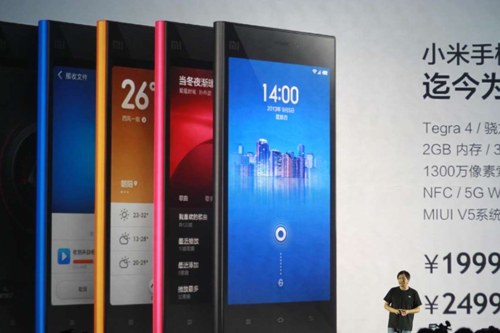 Lei Jun, founder of Xiaomi, introduces a new smartphone in Beijing in 2013. Xiaomi’s internationalisation efforts since 2014 have resulted in it becoming the second-largest smartphone brand in India. Photo: Simon Song