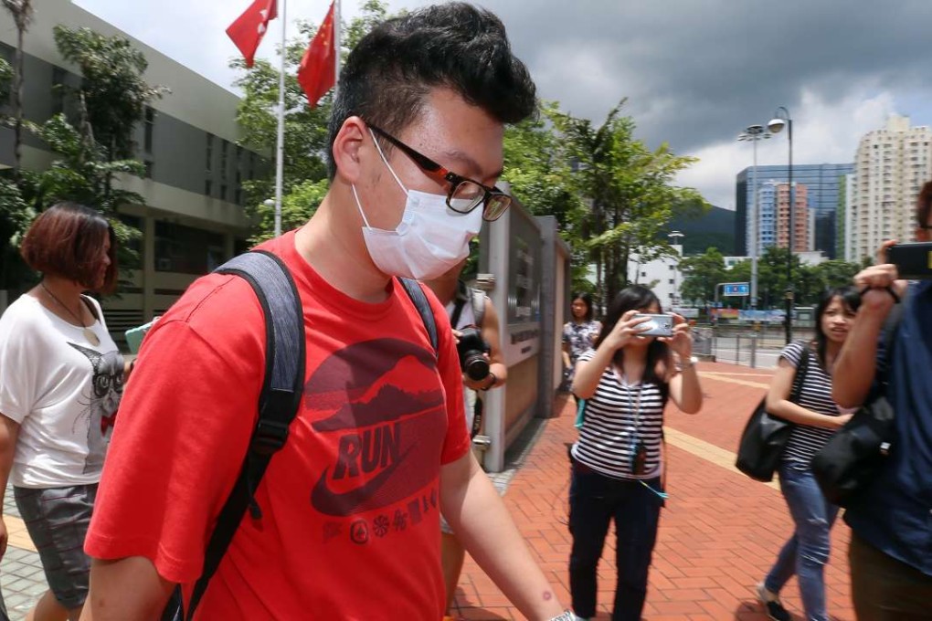 Li Haoxuan, one of six mainland tourists arrested at Hong Kong International Airport on suspicion of assaulting seven ground crew, appears at Tsuen Wan Court in 2015. Li was slapped with a HK$1,5000 fine after he pleaded guilty to causing a nuisance and annoyance by pouring water on a ground staff member the previous day. Photo: K.Y. Cheng
