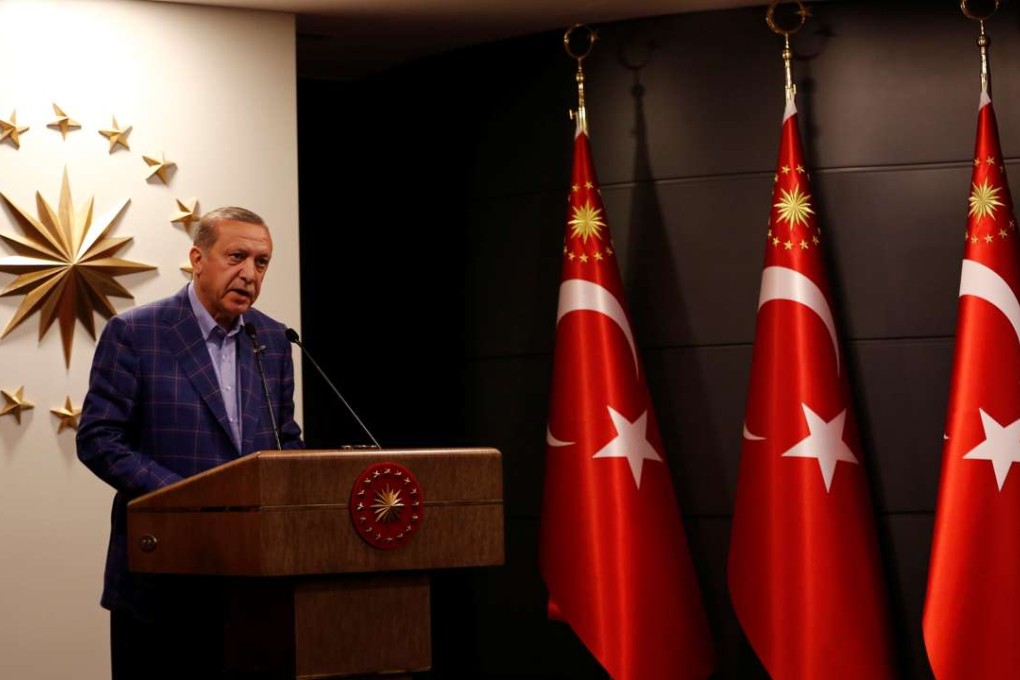 Turkish President Recep Tayyip Erdogan gives a statement in Istanbul, Turkey. Photo: Reuters