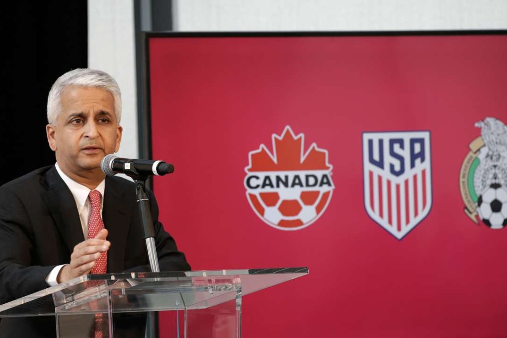 US Soccer Federation president Sunil Gulati speaks at a press conference to announce the unified bid, of the three nations, United States, Mexico and Canada to jointly host the 2026 Fifa World Cup. Photo: EPA