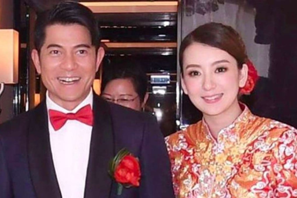 Aaron Kwok and wife Moka Fang at The Peninsula Hong Kong where they wed on Tuesday.