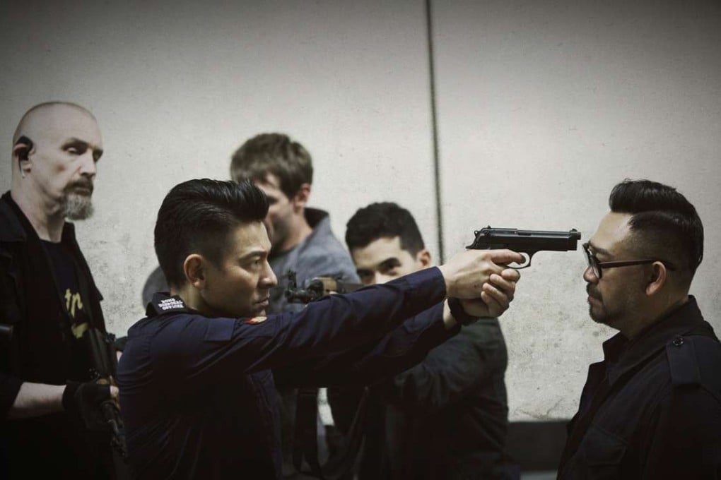 JS (Andy Lau) confronts Peng (Jiang Wu, right) in a still from Shock Wave (category IIB, Cantonese), directed by Herman Yau.