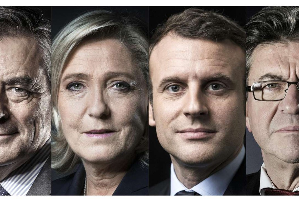 (This combination of pictures shows French presidential election candidates Francois Fillon, Marine Le Pen, Emmanuel Macron and Jean-Luc Melenchon. Photo: AFP