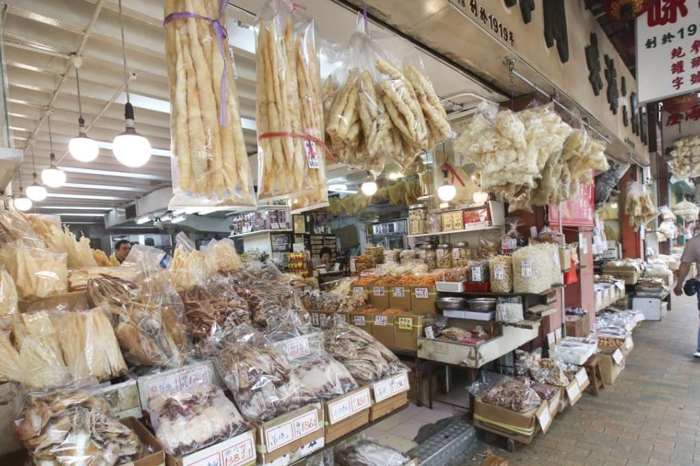 The exterior of the Tung Hing Tai Kee dried seafood store on Des Voeux Road West, Sheung Wan – in business for 98 years. Photo: David Wong