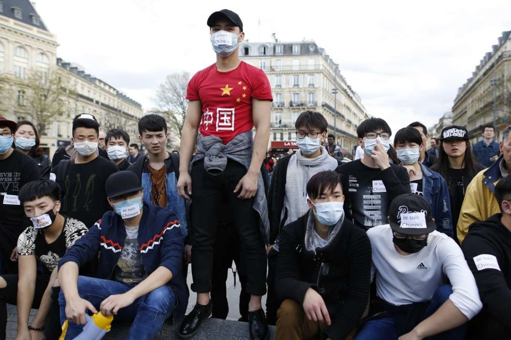 A protest at the Place de la République, in Paris, on April 2, over the death of Liu Shaoyo, who was shot dead by police. Picture: AFP