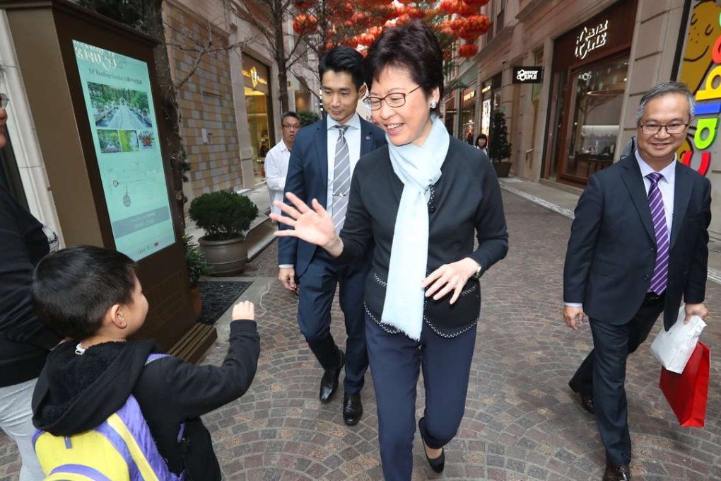 Chief Executive-elect Carrie Lam Cheng Yuet-ngor visits Lee Tung Street in Wan Chai. Photo: Edward Wong