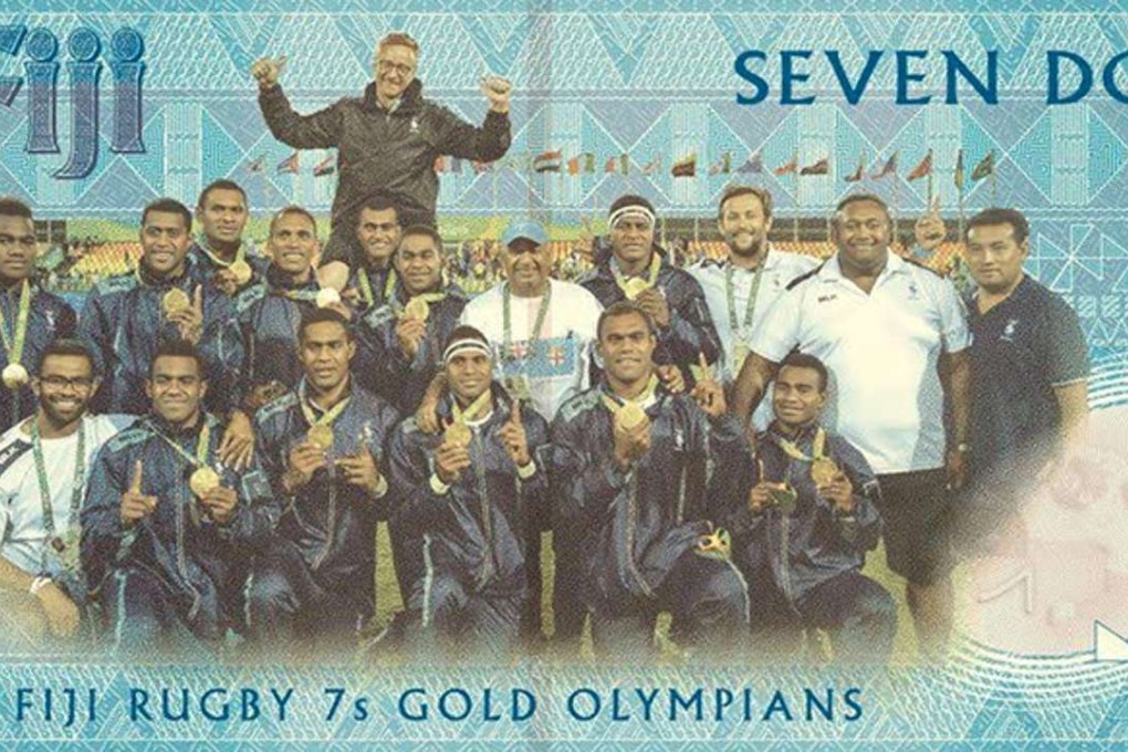 Fiji‘s new seven-dollar banknote featuring the gold medal-winning Rio Olympic Games squad. Photo: RBF