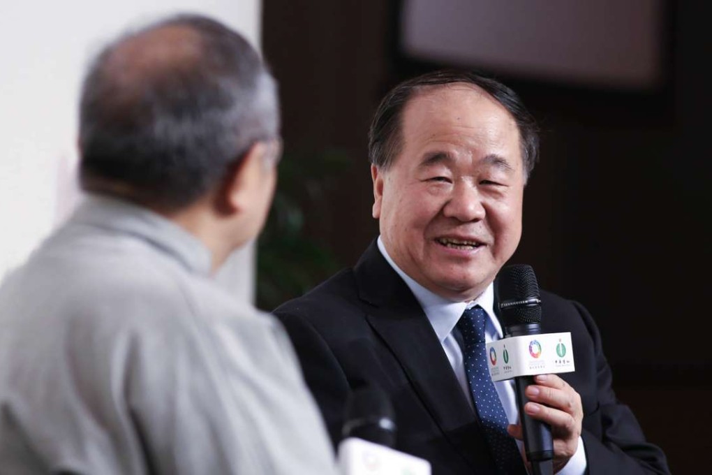 Mo Yan (right) pictured during his appearance in Hong Kong on Wednesday. Photo: Handout