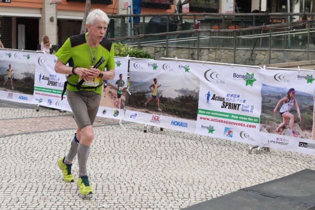 Frank Pilkington on his way to the finish in Sunday’s C3fit Bonaqua Action Sprint Trail Series race at Discovery Bay. Photos: Handout
