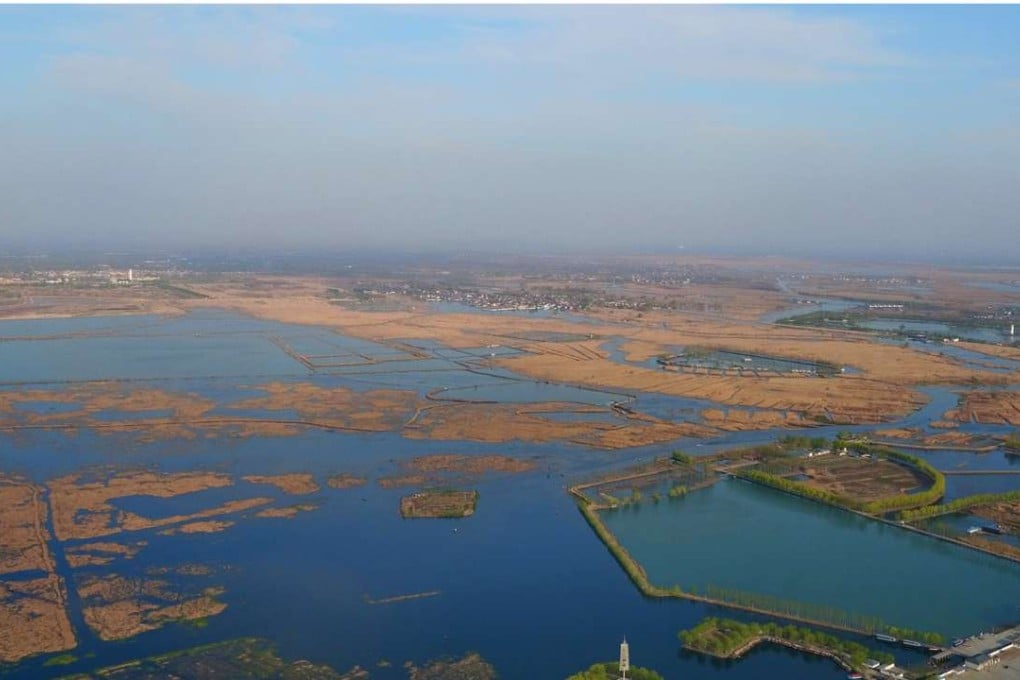 An aerial view of Baiyang Lake, in Anxin county, Hebei province. Photo: Xinhua