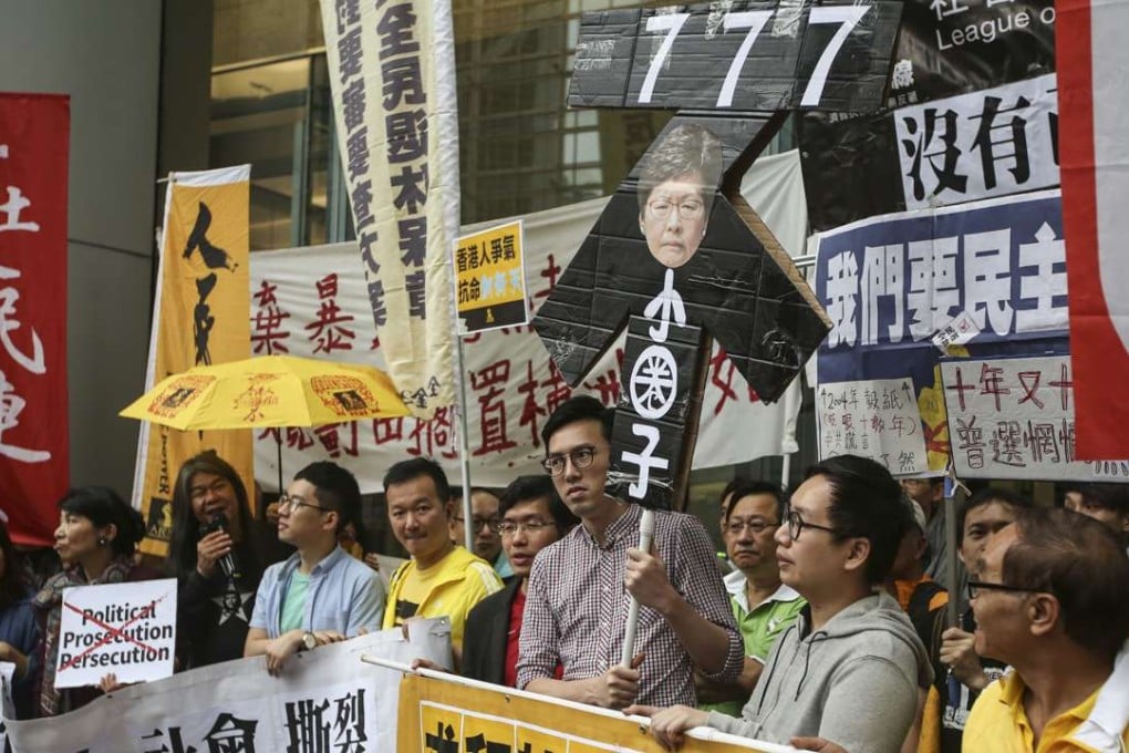 More than 200 people took part in the protest march from Causeway Bay to the chief executive-elect’s office. Photo: Sam Tsang