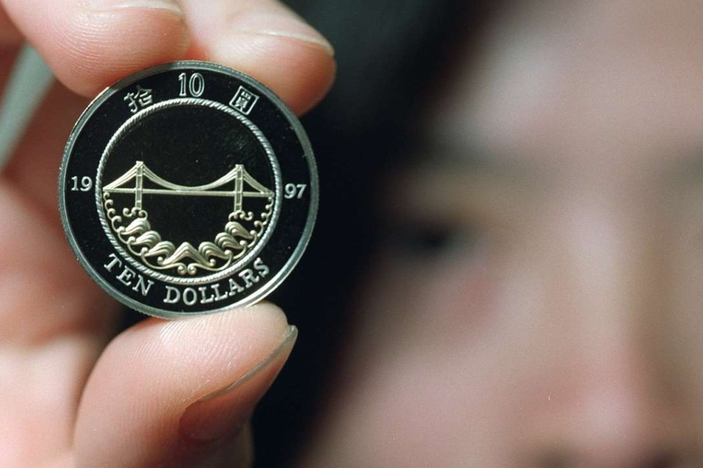 The commemorative coin for the Tsing Ma bridge issued by Hong Kong Monetary Authority in 1997. Photo: SCMP Pictures