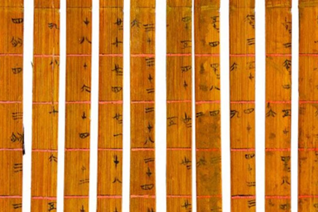 The 21 bamboo slips were used to perform calculation, allowing people to multiply and divide any two whole numbers under 100 and of certain fractions. Photo: Handout