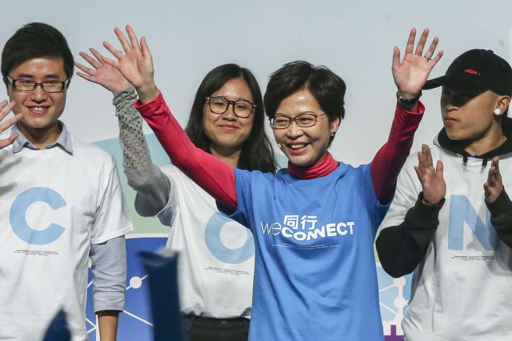 Carrie Lam on the campaign trail in February. Photo: Sam Tsang