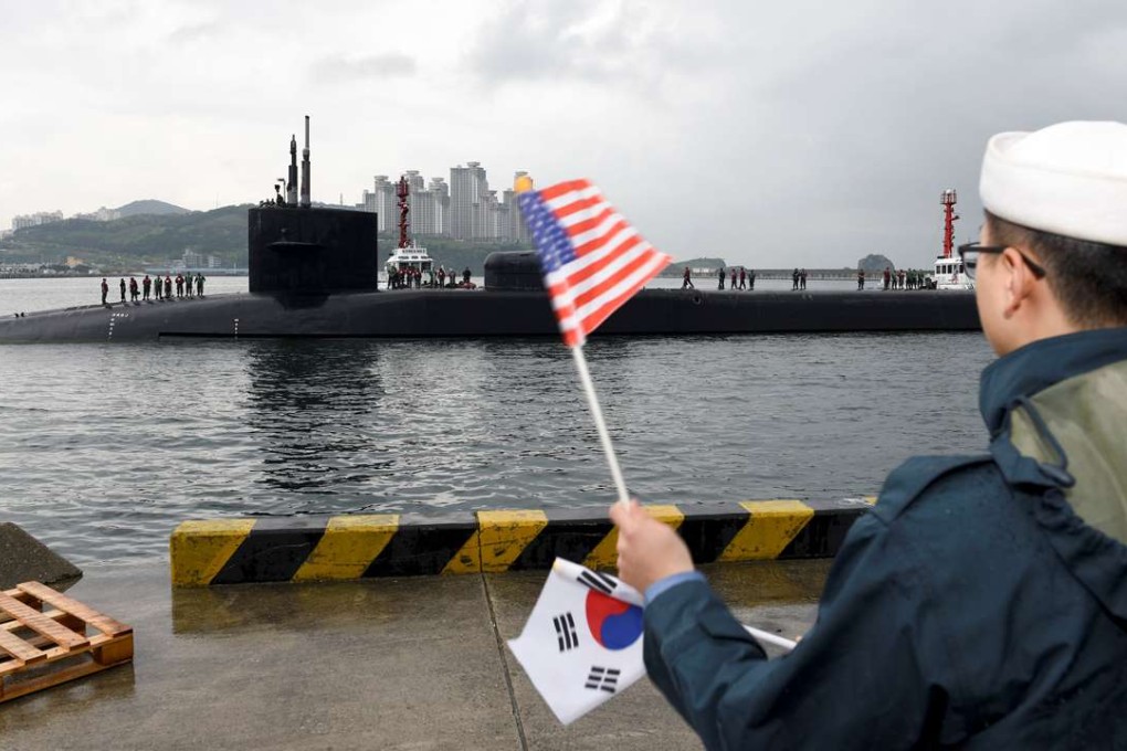 The guided-missile submarine USS Michigan arrives in Busan, South Korea, while conducting routine patrols. Photo: Reuters
