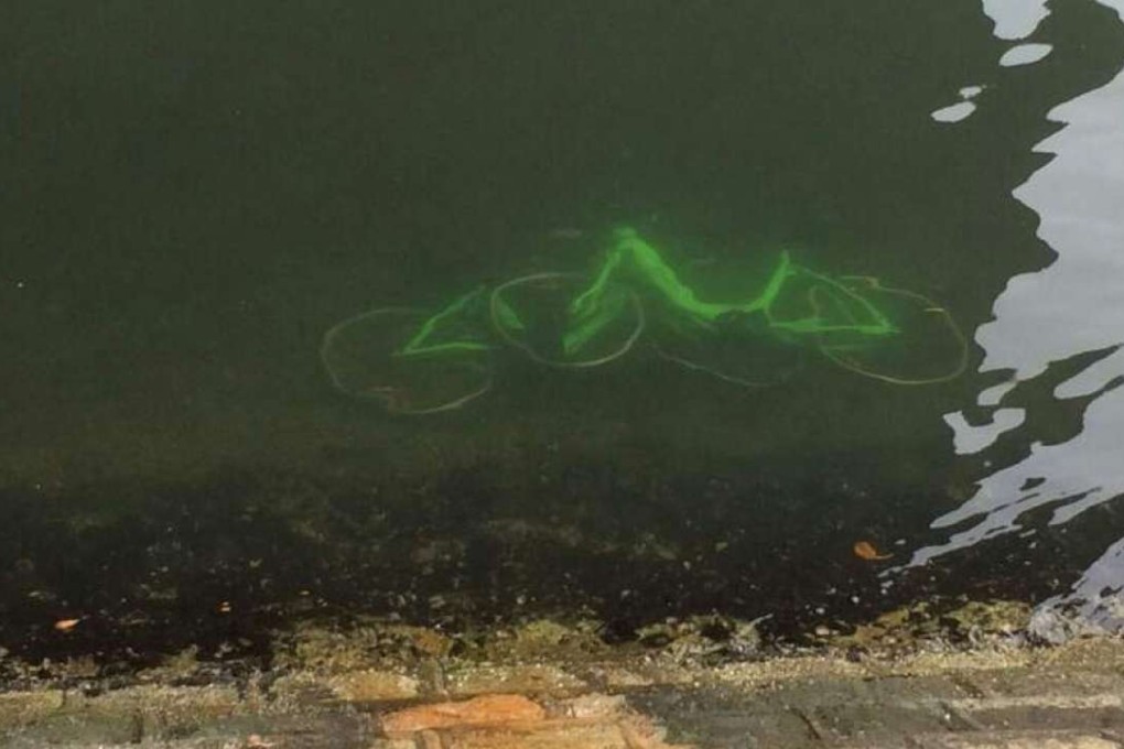 Two Gobee.bike bicycles found in a river in Sha Tin. Photo: GoBee. Bike