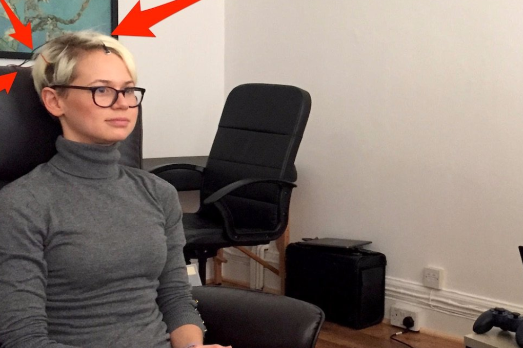 Erin during a neurofeedback demo at London's BrainTrainUK. Photo: Erin Brodwin/Business Insider