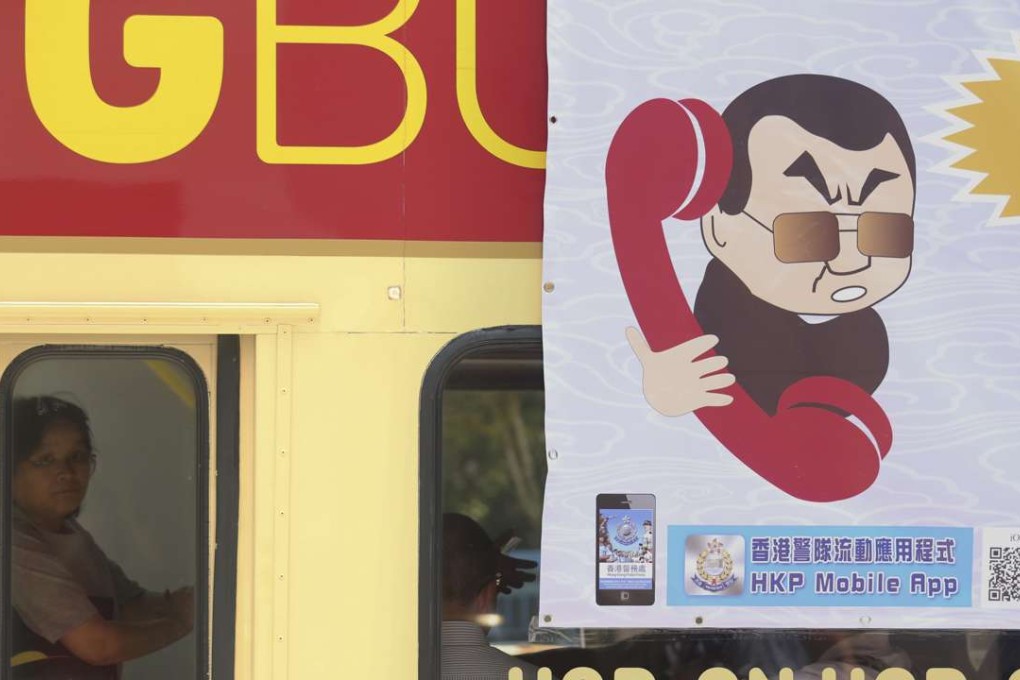 Phone scams are happening even after police have issued warnings, as on this bus. Photo: David Wong