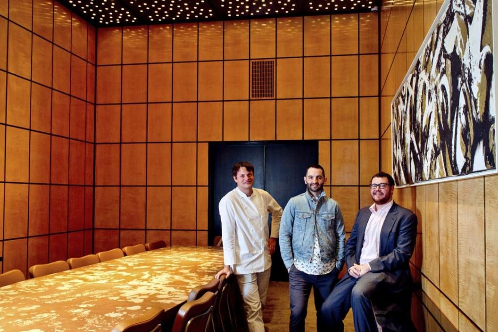 Rich Torrisi, chef and partner at Major Food Group (left) , group co-founder and chef of the Grill, Mario Carbone (centre), and group partner Jeff Zalaznick at the Grill. Photo: Bloomberg