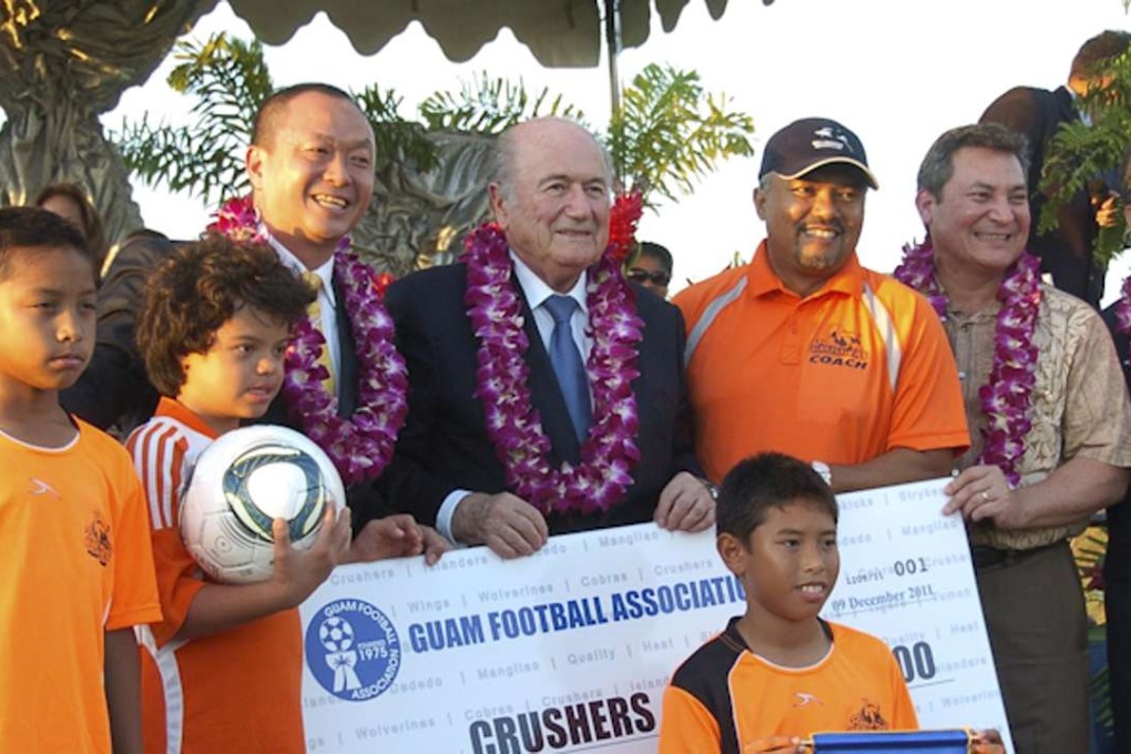 Richard Lai with disgraced former Fifa president Sepp Blatter. Photo: Guam Chinese Chamber of Commerce