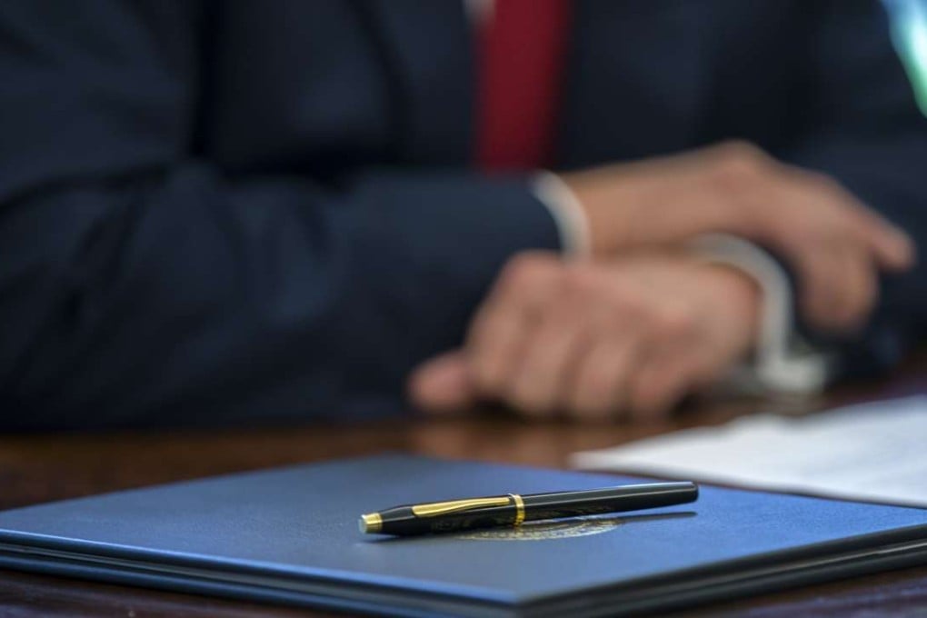US President Donald Trump has ordered a review of the World Trade Organisation’s rules, a move that could lead the country’s commerce department to recommend a withdrawal from the trade body. Photo: EPA